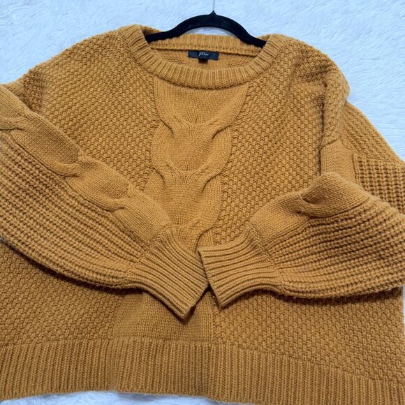 Women J.Crew Cable Knit Balloon Sleeve Sweater in Camel Size Small - Picture 7 of 7